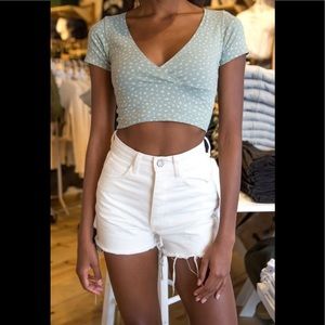 Brandy Melville Tops Brandy Melville Green Floral Amara Top Poshmark